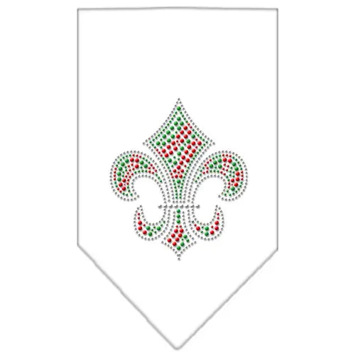 Christmas Fleur De Lis Rhinestone Bandana White Small Default Title