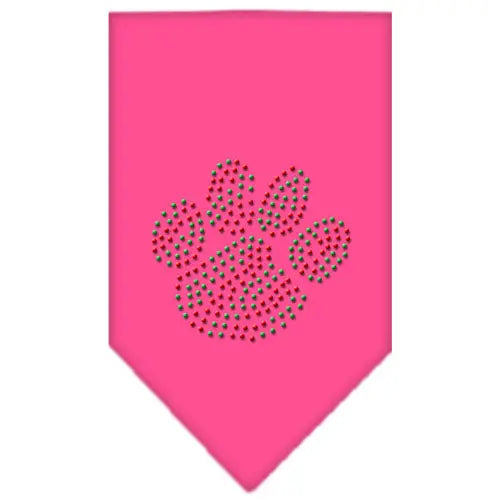 Christmas Paw Rhinestone Bandana Bright Pink Small Default Title