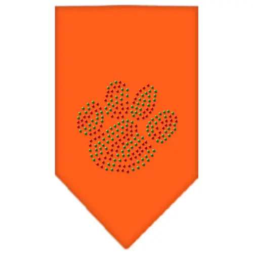 Christmas Paw Rhinestone Bandana Orange Small Default Title