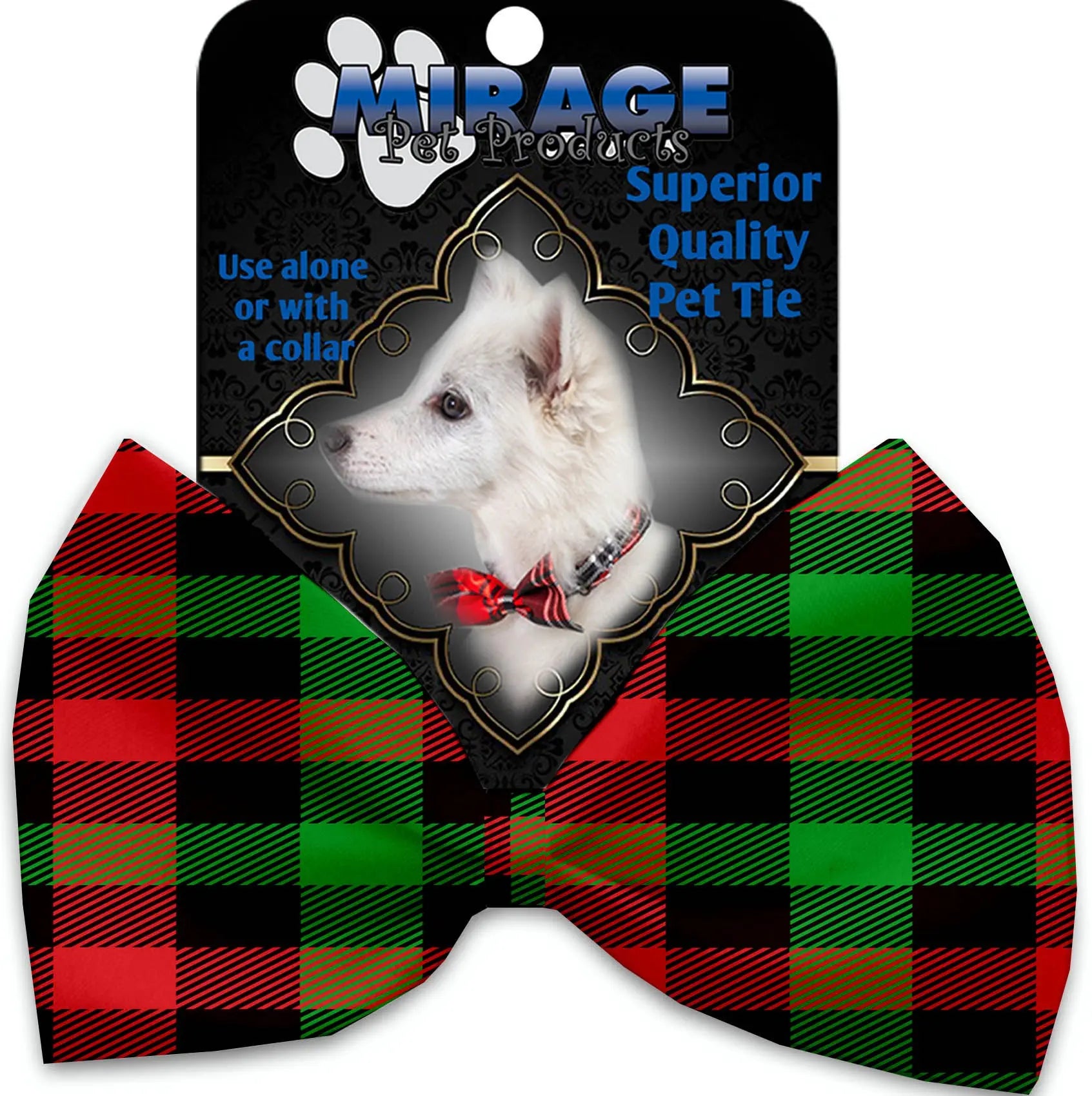Christmas Plaid Pet Bow Tie Collar Accessory With Velcro Default Title