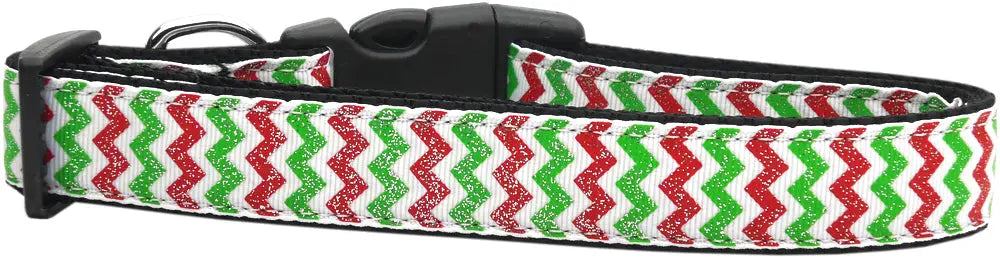 Christmas Sparkle Chevron Nylon Dog Collar Medium Narrow Default Title