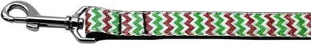 Christmas Sparkle Chevron Nylon Dog Leash 5/8 Inch Wide 6ft Long Default Title