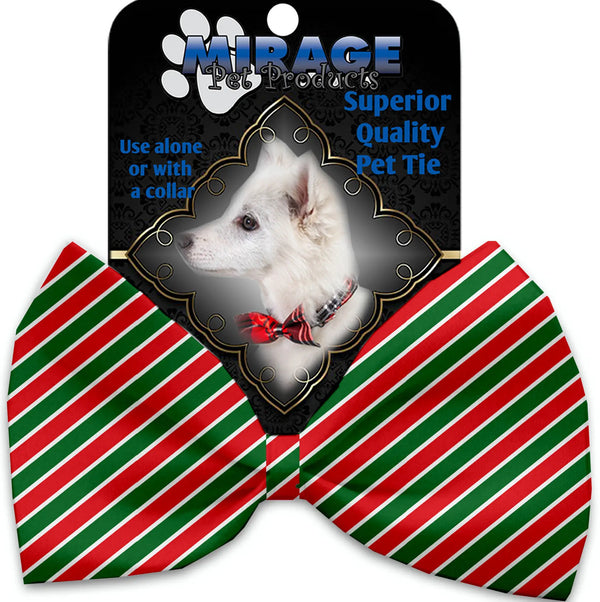 Christmas Stripes Pet Bow Tie Collar Accessory With Velcro Default Title