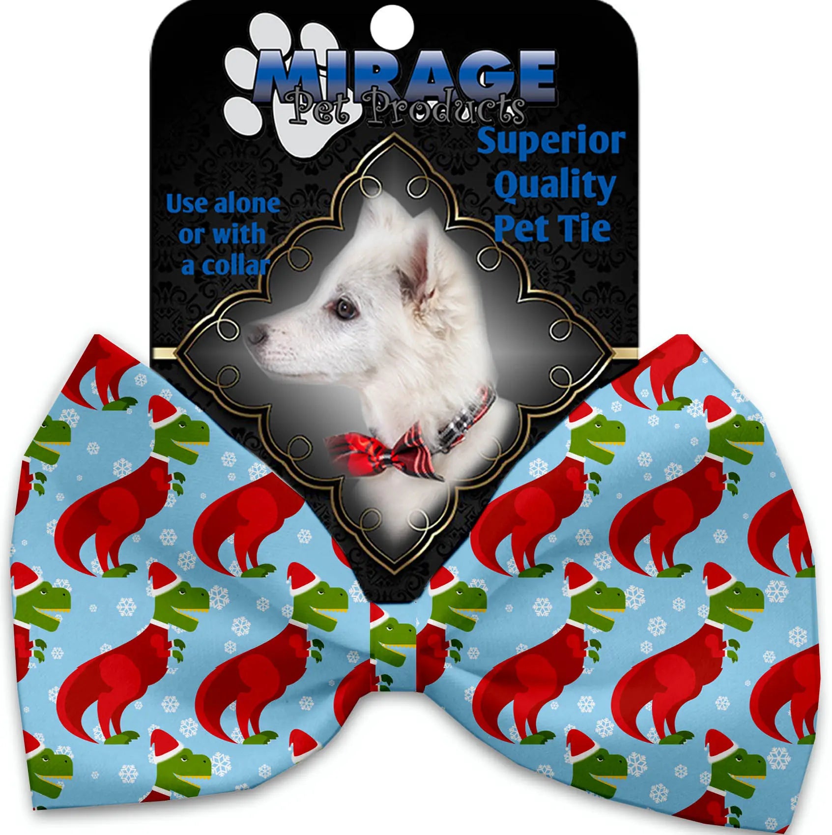 Christmas T-rex Pet Bow Tie Collar Accessory With Velcro Default Title
