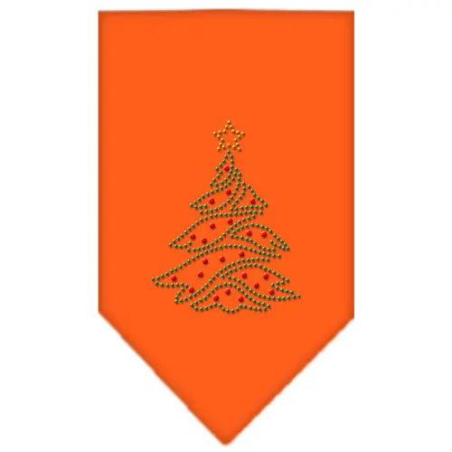 Christmas Tree Rhinestone Bandana Orange Small Default Title