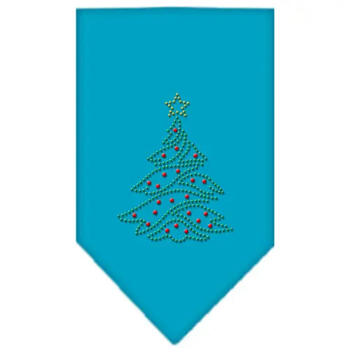 Christmas Tree Rhinestone Bandana Turquoise Small Default Title