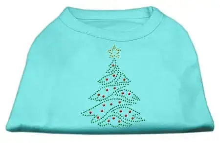 Christmas-Tree-Rhinestone-Shirt-Aqua-M-GreatEagleInc-319947813