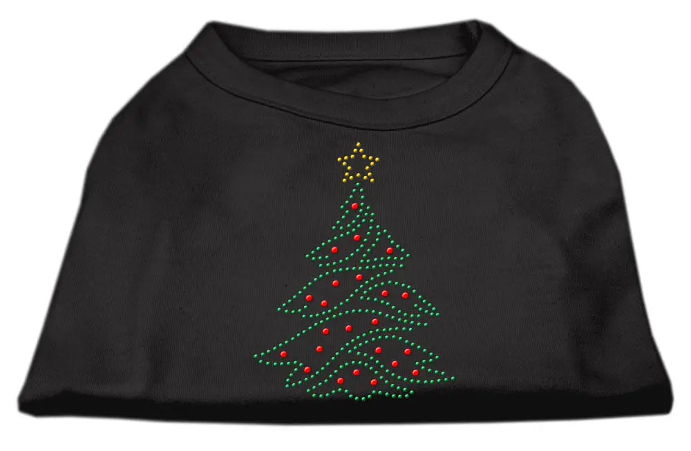 Christmas Tree Rhinestone Shirt Black L Default Title