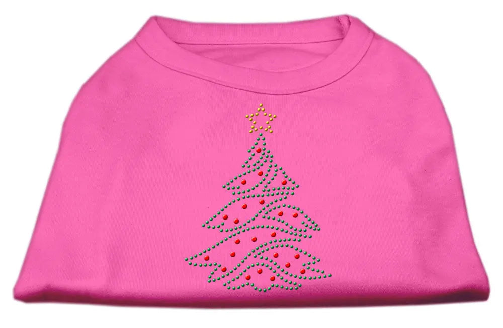 Christmas Tree Rhinestone Shirt Bright Pink L Default Title