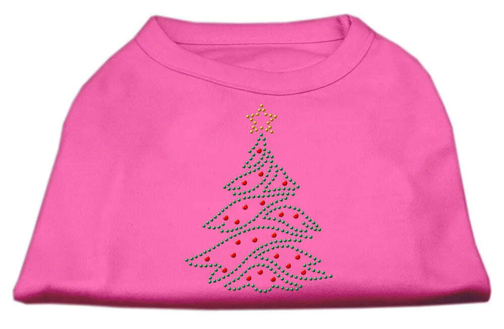 Christmas-Tree-Rhinestone-Shirt-Bright-Pink-M-GreatEagleInc-319947546
