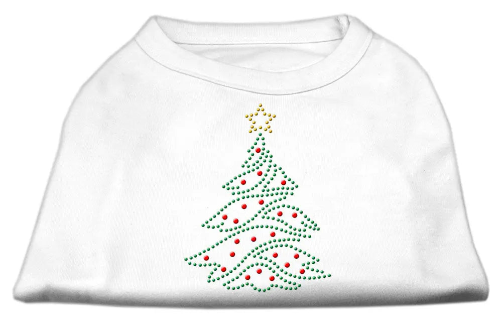 Christmas Tree Rhinestone Shirt White L Default Title