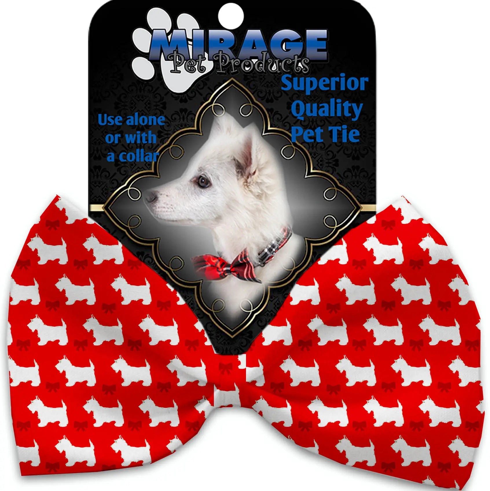Christmas Westie Pet Bow Tie Collar Accessory With Velcro Default Title