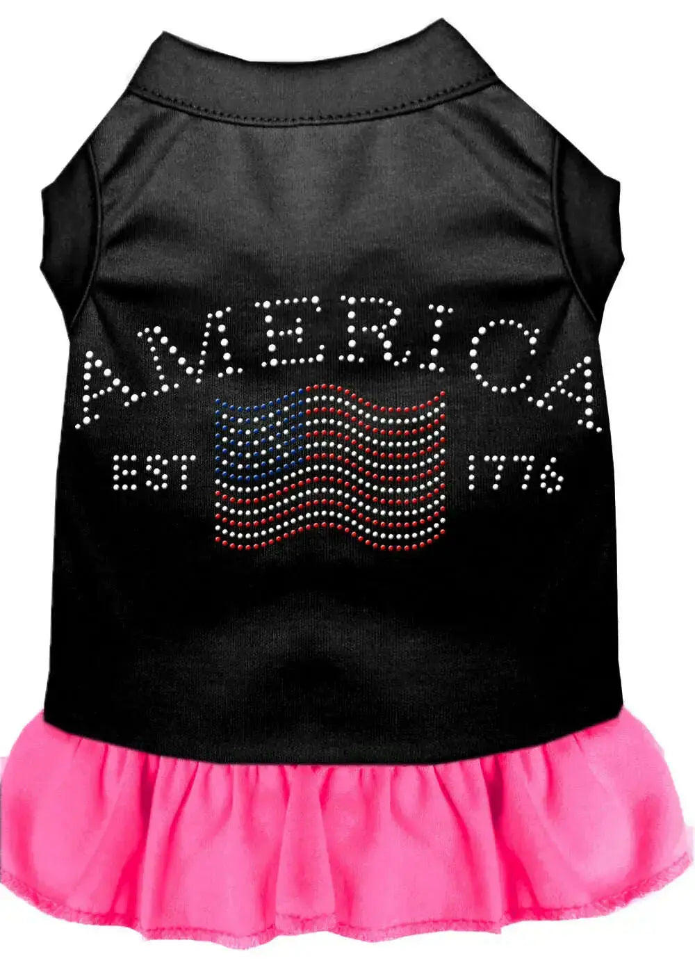 Classic-America-Rhinestone-Dress-Black-With-Bright-Pink-Sm-GreatEagleInc-319536743