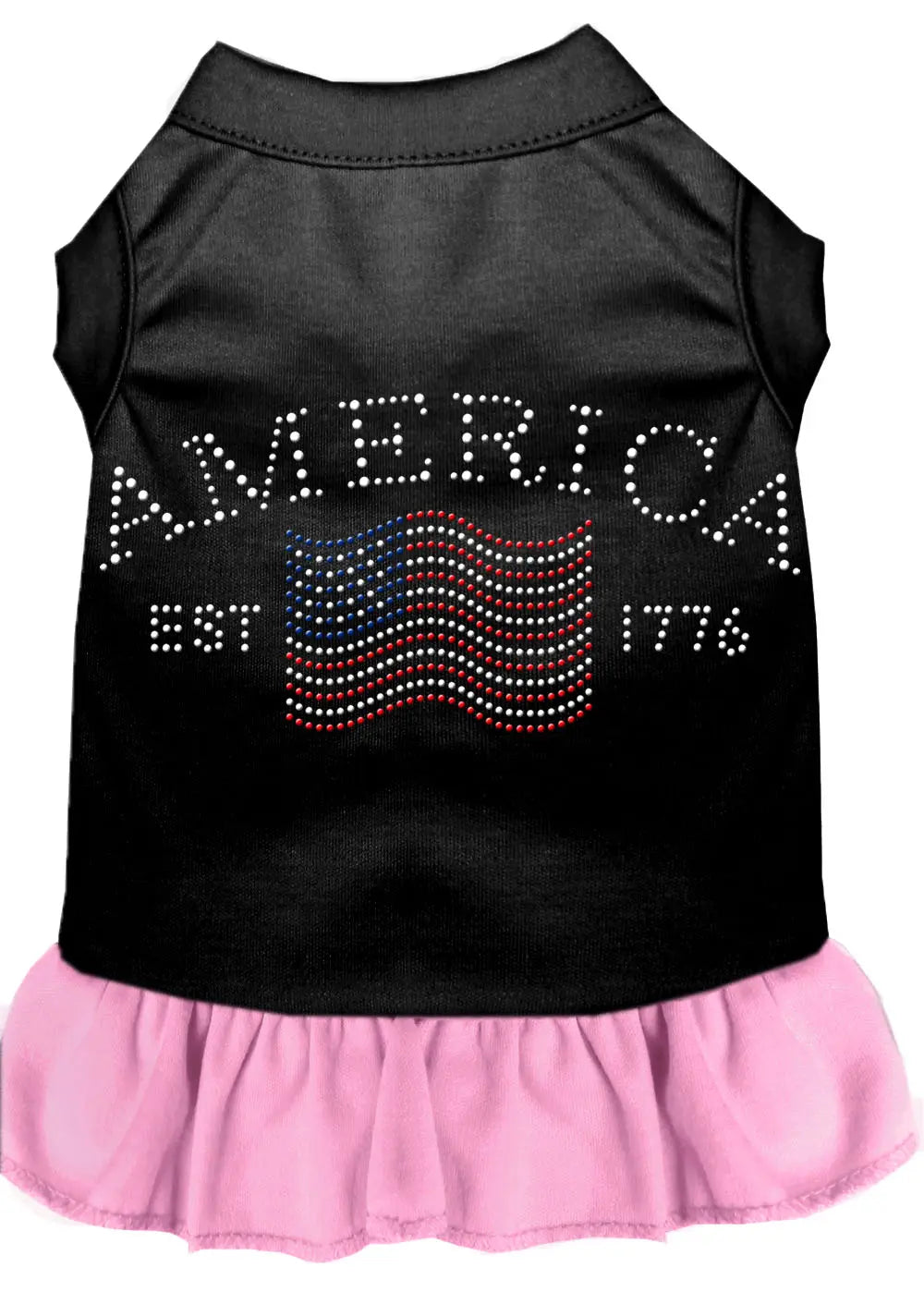 Classic America Rhinestone Dress Black With Light Pink Lg Default Title