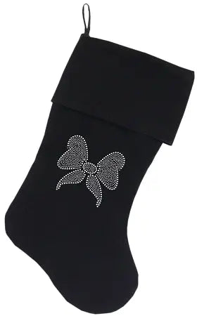 Clear Bow Rhinestone 18 Inch Velvet Christmas Stocking Black Default Title