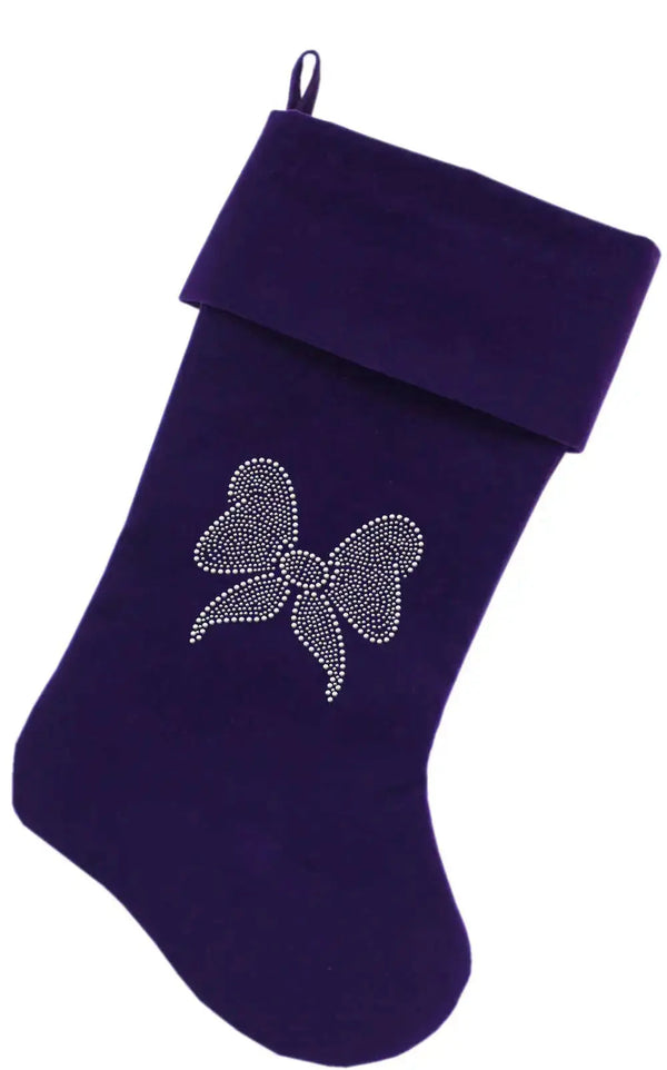 Clear-Bow-Rhinestone-18-Inch-Velvet-Christmas-Stocking-Purple-GreatEagleInc-319867086