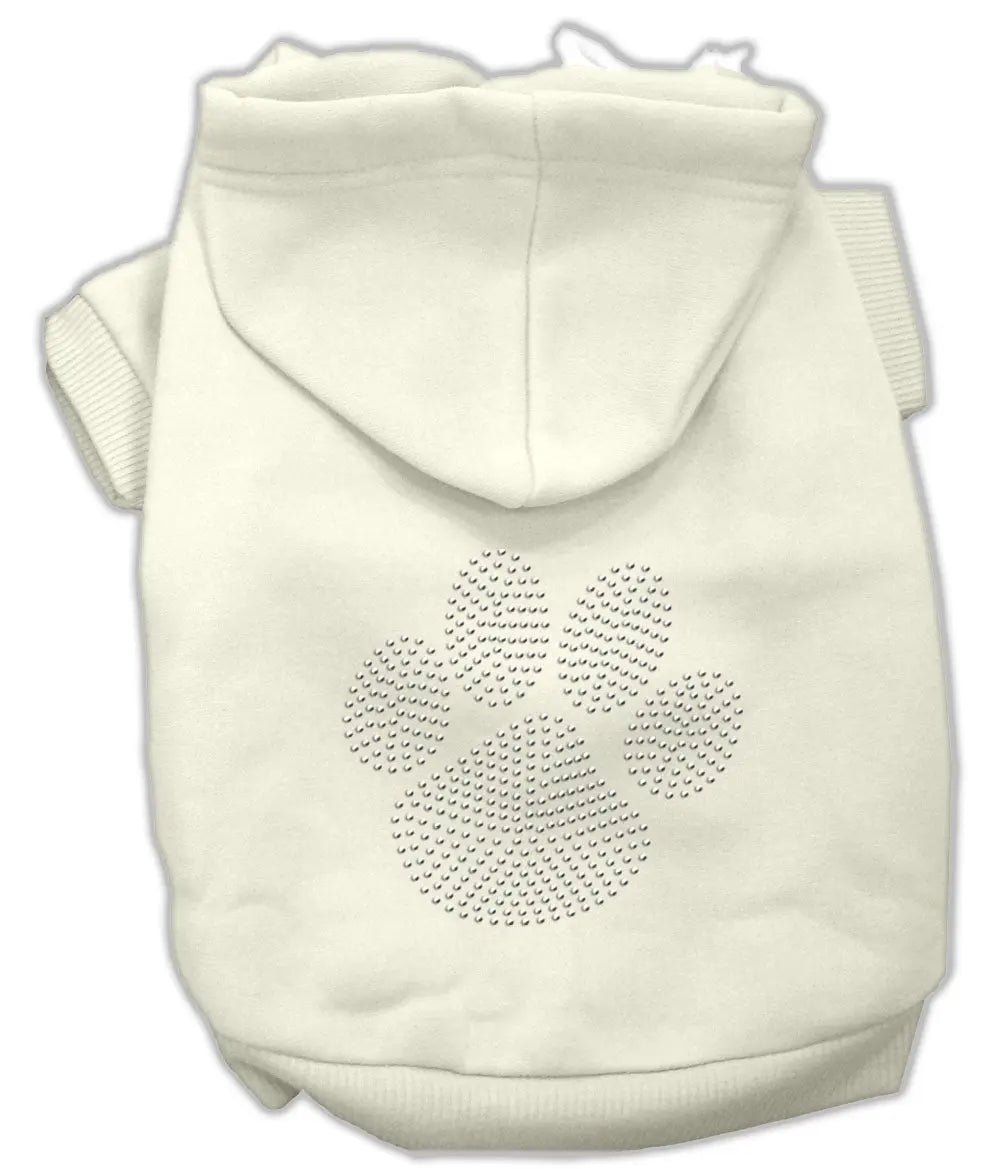 Clear Rhinestone Paw Hoodies Cream Xl Default Title
