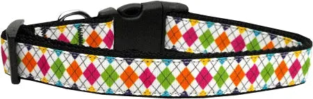 Colorful Argyle Nylon Dog Collar Medium Narrow Default Title