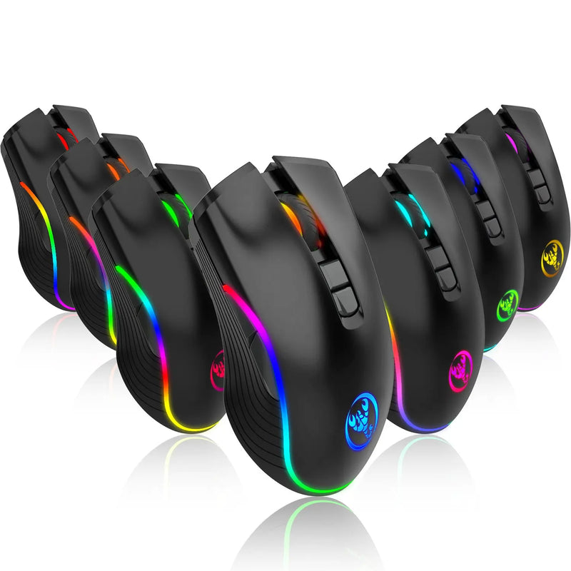 Computer Mouse 2.4G Wireless Mice 7 Button 2400dpi RGB Gaming Lamp Mouse USB Receiver Optical for PC Laptop Game Ergonomic Mice