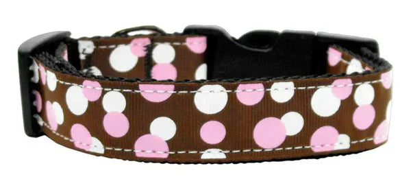 Confetti-Dots-Nylon-Collar-Chocolate-Large-GreatEagleInc-318781518