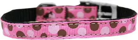 Confetti-Dots-Nylon-Dog-Collar-With-Classic-Buckle-3-8_-Bright-Pink-Size-12-GreatEagleInc-333689069