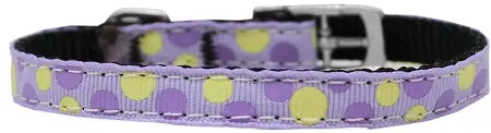 Confetti Dots Nylon Dog Collar With Classic Buckle 3/8" Lavender Size 8 Default Title