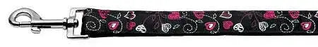 Crazy-Hearts-Nylon-Collars-Black-1-Wide-6ft-Lsh-GreatEagleInc-318523366