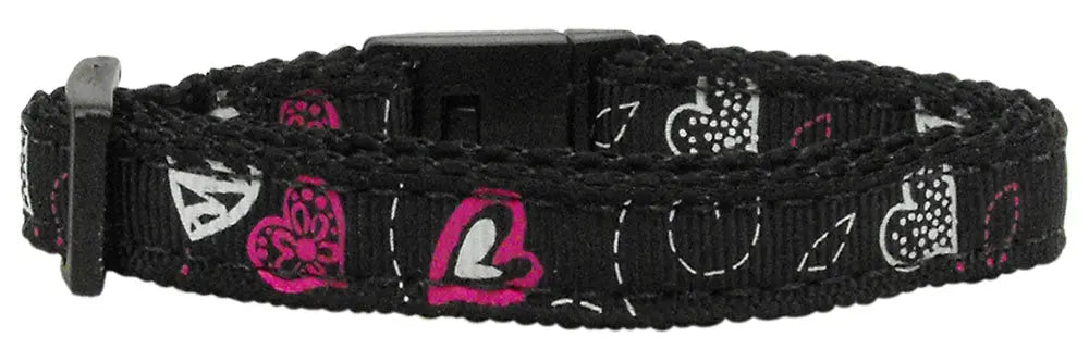 Crazy Hearts Nylon Collars Black Cat Safety Default Title