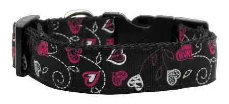 Crazy-Hearts-Nylon-Collars-Black-Large-GreatEagleInc-318899541