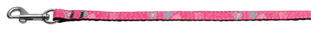 Crazy-Hearts-Nylon-Collars-Bright-Pink-3-8-Wide-6ft-Lsh-GreatEagleInc-318899216