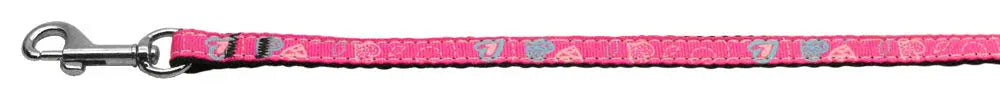 Crazy Hearts Nylon Collars Bright Pink 3/8 Wide 6ft Lsh Default Title