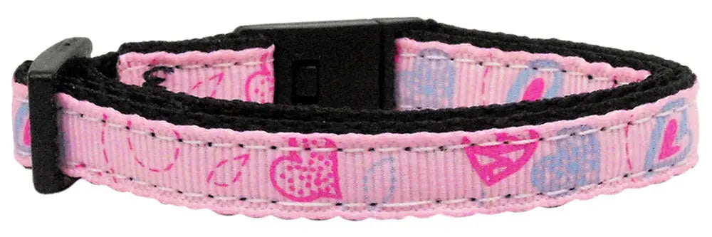 Crazy Hearts Nylon Collars Light Pink Cat Safety Default Title