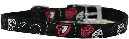 Crazy-Hearts-Nylon-Dog-Collar-With-Classic-Buckles-3-8_-Black-Size-12-GreatEagleInc-333690213