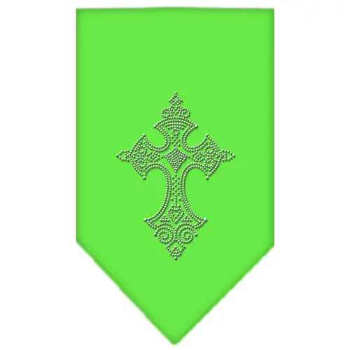 Cross Rhinestone Bandana Lime Green Large Default Title