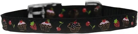 Cupcakes Nylon Dog Collar With Classic Buckle 3/8" Black Size 8 Default Title