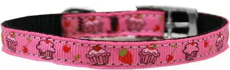 Cupcakes-Nylon-Dog-Collar-With-Classic-Buckle-3-8_-Pink-Size-14-GreatEagleInc-333685069