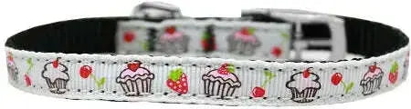 Cupcakes-Nylon-Dog-Collar-With-Classic-Buckle-3-8_-White-Size-12-GreatEagleInc-333684626