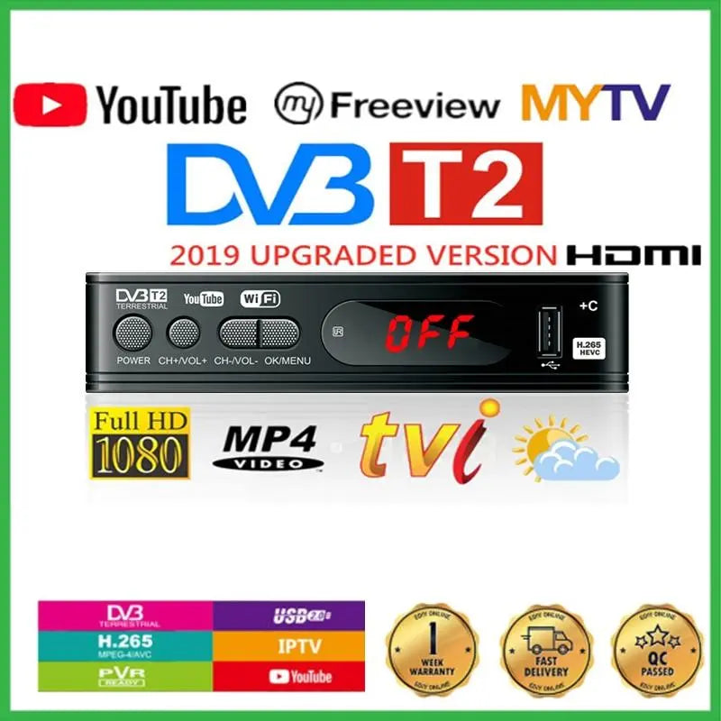 DVB-T2 TV Tuner Vga TV Box DVB T2 for Digital TV Receptor Wifi Receiver DVBT2 DVB-C Set-top Box H.265 HEVC AC3 HD DVB C Tuner GreatEagleInc