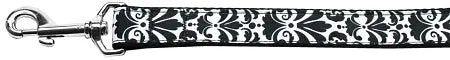 Damask Black Nylon Dog Leash 3/8 Inch Wide 6ft Long Default Title