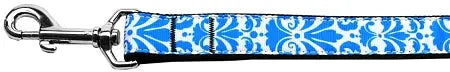 Damask Blue Nylon Dog Leash 3/8 Inch Wide 6ft Long Default Title