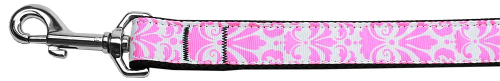 Damask Light Pink Nylon Dog Leash 5/8 Inch Wide 4ft Long Default Title