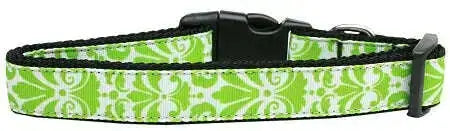 Damask-Lime-Green-Nylon-Dog-Collar-Sm-GreatEagleInc-333698539