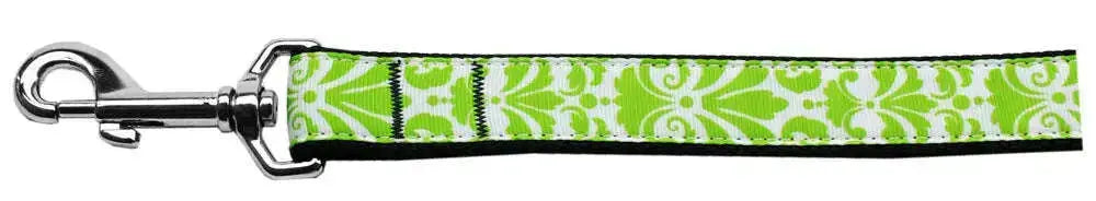 Damask-Lime-Green-Nylon-Dog-Leash-3-8-Inch-Wide-4ft-Long-GreatEagleInc-333699081