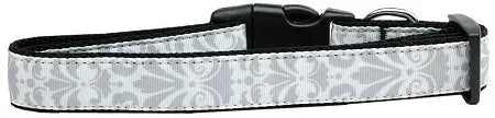 Damask Nylon Dog Collar Medium Narrow Grey Default Title