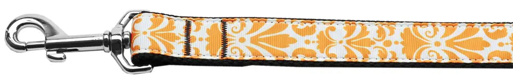 Damask Orange Nylon Dog Leash 3/8 Inch Wide 6ft Long Default Title