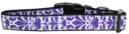 Damask Purple Nylon Dog Collar Medium Narrow Default Title