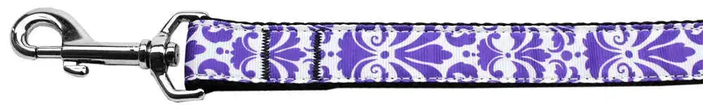 Damask-Purple-Nylon-Dog-Leash-5-8-Inch-Wide-4ft-Long-GreatEagleInc-333697831