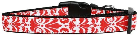 Damask Red Nylon Dog Collar Medium Narrow Default Title