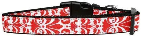 Damask-Red-Nylon-Dog-Collar-Xs-GreatEagleInc-333697293