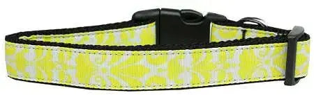 Damask-Yellow-Nylon-Dog-Collar-Sm-GreatEagleInc-318789564